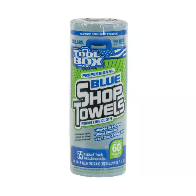 roll of blue shop towels