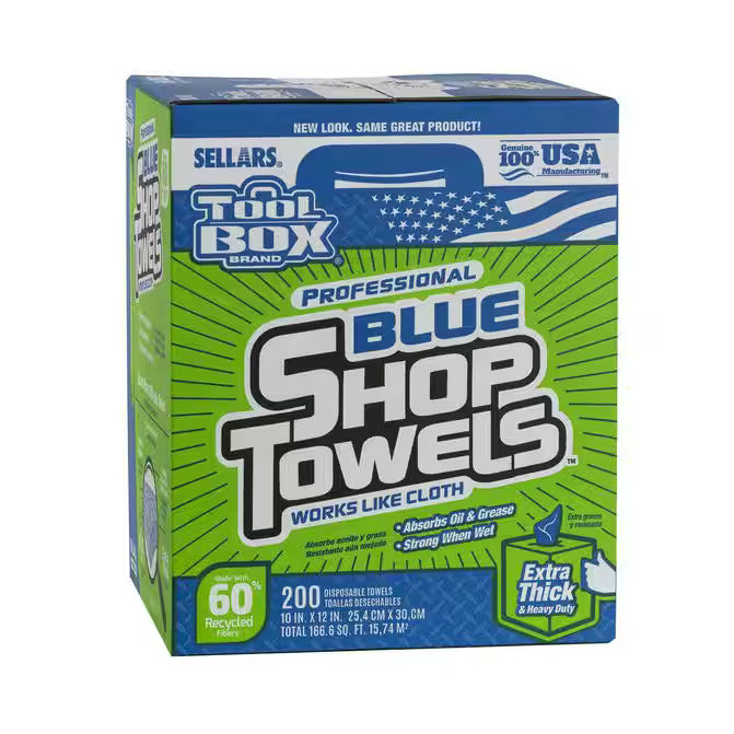 200 count of blue shop towels