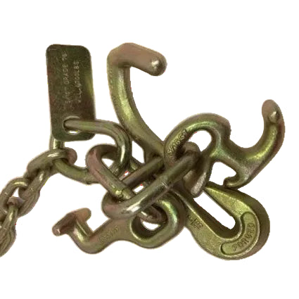 5/16" x 6 Ft Grade 70 Transport Chain w/ RTJ Hooks (4-Pack) — chain clevis grab hook — GO-TOW.com