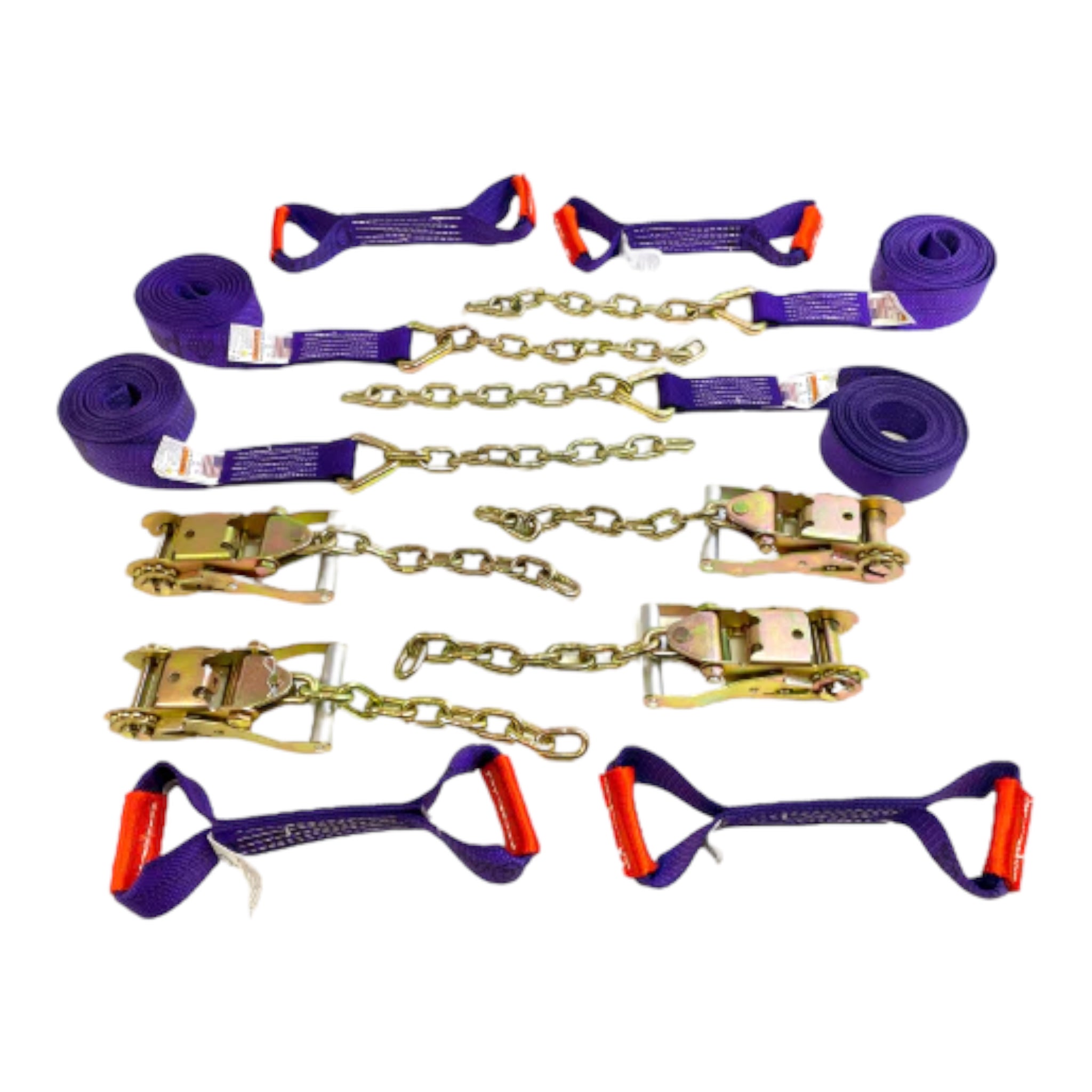 8 Point DiamondWeave™ 18' Strap Kit for Rollback/Flatbed Tie Downs with 12