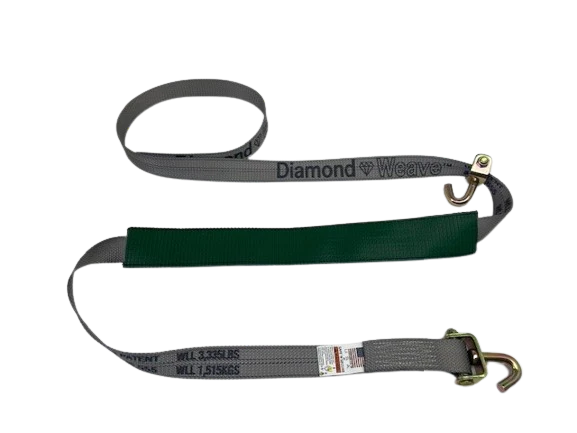 2" x 14 Ft DiamondWeave™ Strap w/ Swivel J Hooks & Protective Sleeves| 4 PACK