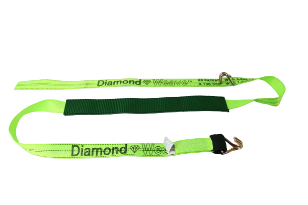 2" x 14 Ft DiamondWeave™ Strap w/ Wire Hooks Protective Sleeves| 4 PACK