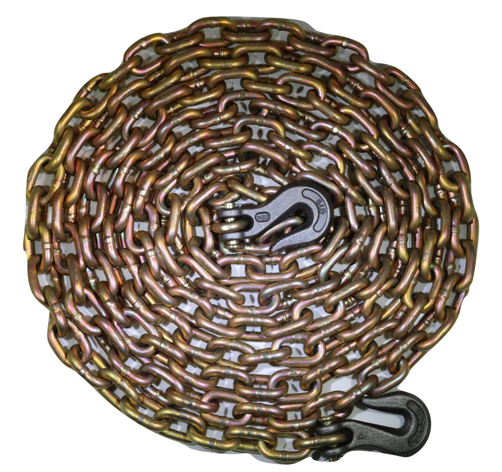 5/16" x 20 ft. Grade 70 Transport Chain w/ Clevis Grab Hooks - ratchetstrap-com.myshopify.com