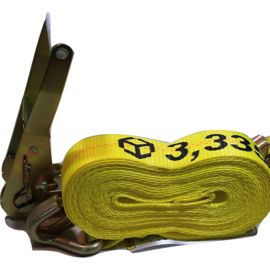 2 inch x 27 ft yellow ratchet strap with wire hooks, R27W