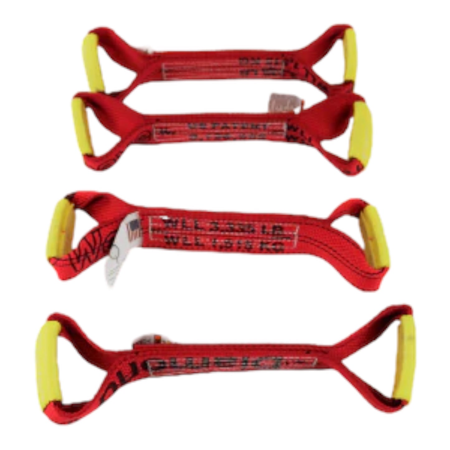 8 Point DiamondWeave™ 18' Strap Kit for Rollback/Flatbed Tie Downs with 12" Chain Tail | COLOR OPTIONS