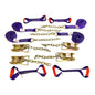 8 Point DiamondWeave™ 18' Strap Kit for Rollback/Flatbed Tie Downs with 12" Chain Tail | COLOR OPTIONS
