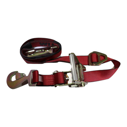 2" x 8 Ft Ratchet Axle Strap w/ Snap Hooks, Adjustable w/ Wear Sleeve | COLOR OPTIONS