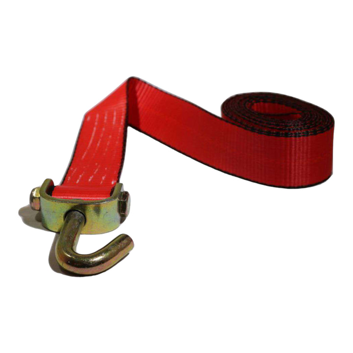 2" x 10 Ft. Wheel Strap w/ Rubber Cleats & Swivel J Hook | RED