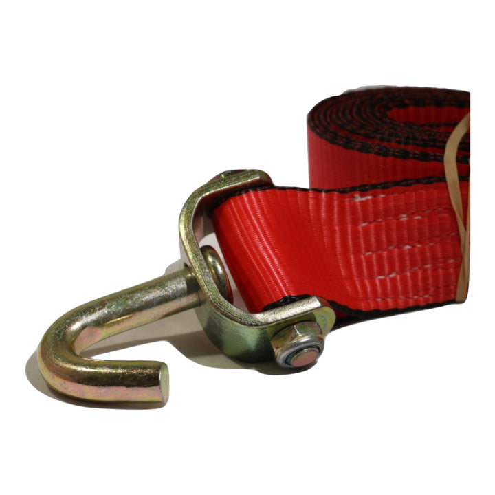 2" x 10 Ft. Wheel Strap w/ Rubber Cleats & Swivel J Hook | RED