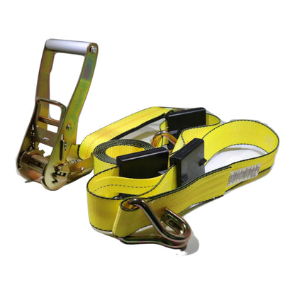 2" x 11 Ft. Over the Wheel 3-Point Auto Tie Down Strap w/ 3 Hooks & 3 Sliding Cleats | YELLOW