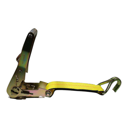 2" x 11 Ft. Over the Wheel 3-Point Auto Tie Down Strap w/ 3 Hooks & 3 Sliding Cleats | YELLOW