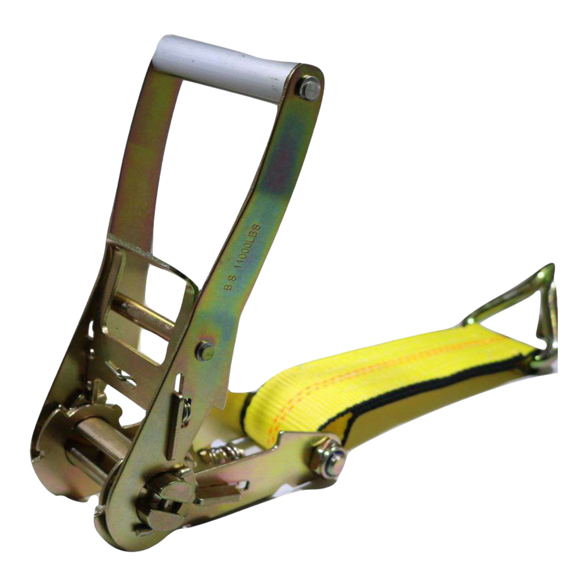 2" x 11 Ft. Over the Wheel 3-Point Auto Tie Down Strap w/ 3 Hooks & 3 Sliding Cleats | YELLOW