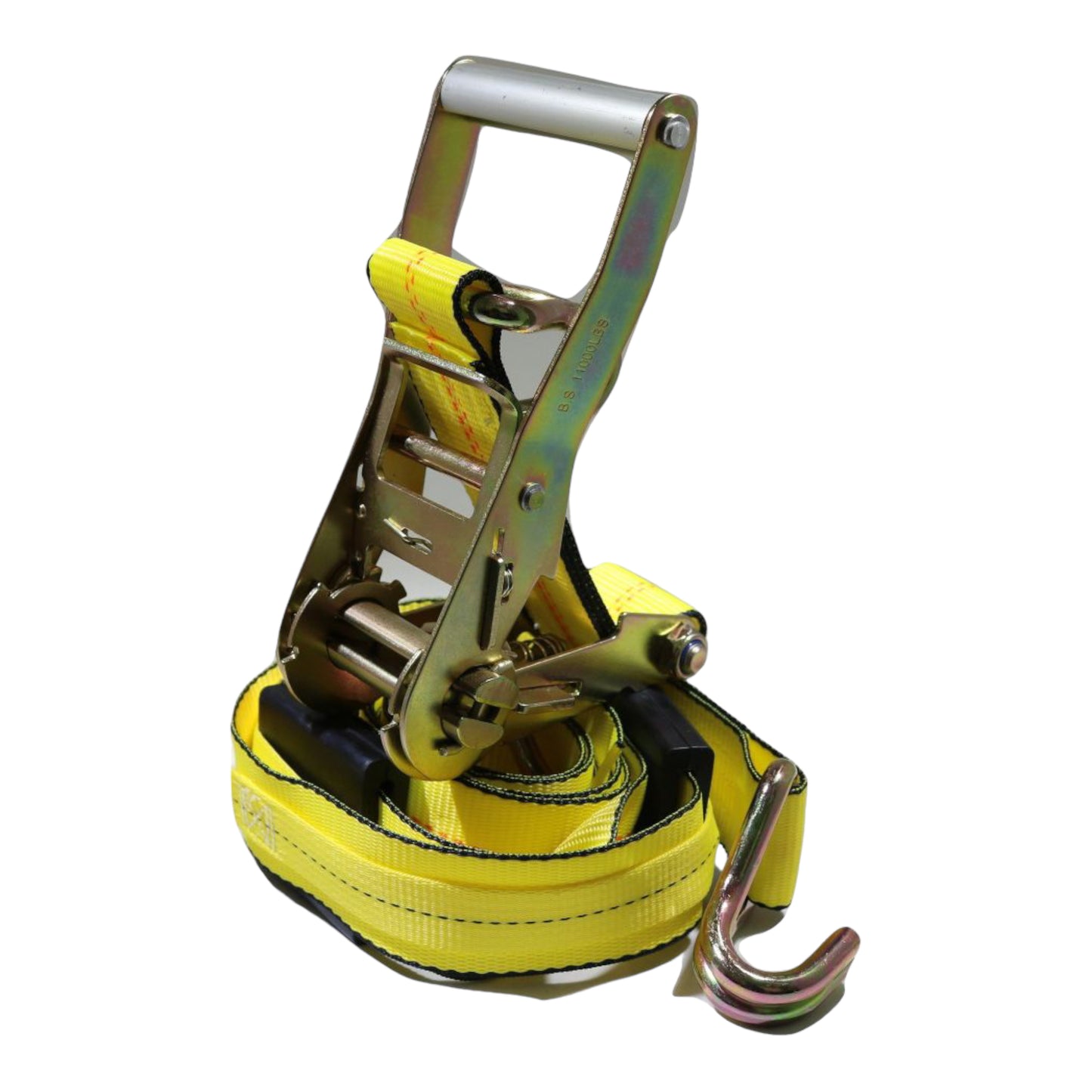 2" x 11 Ft. Over the Wheel 3-Point Auto Tie Down Strap w/ 3 Hooks & 3 Sliding Cleats | YELLOW