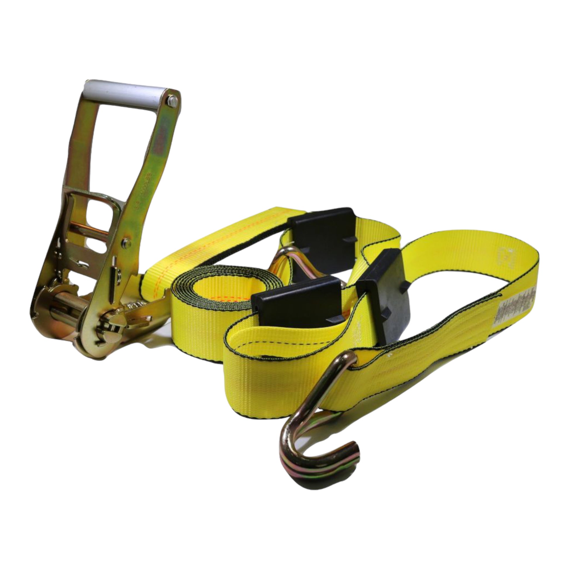 2" x 11 Ft. Over the Wheel 3-Point Auto Tie Down Strap w/ 3 Hooks & 3 Sliding Cleats | YELLOW