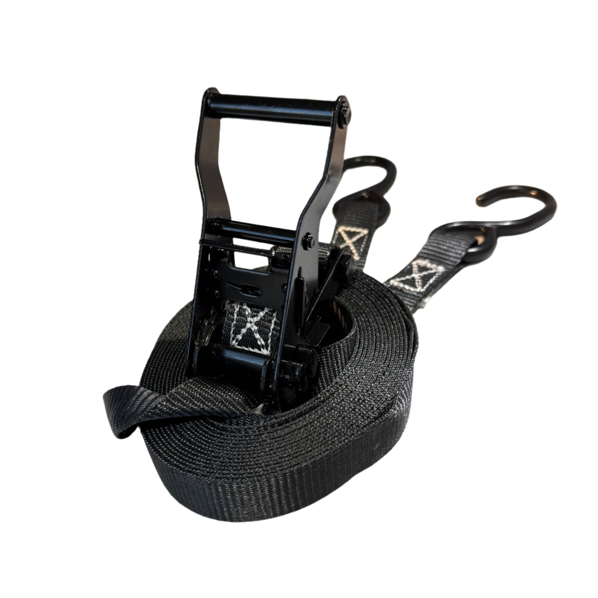 1 inch black ratchet strap with vinyl S hooks