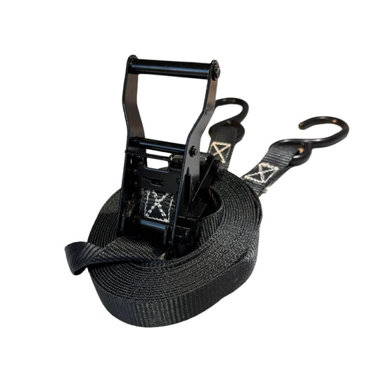 1 inch black ratchet strap with vinyl S hooks