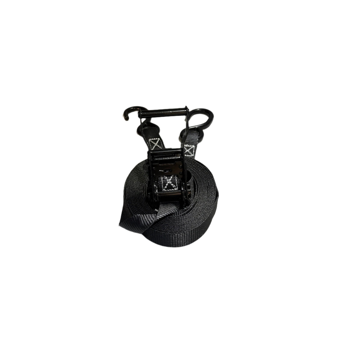 1 inch black ratchet strap vinyl S hook detail
