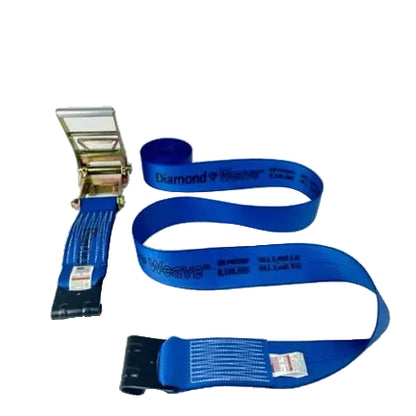 DiamondWeave ratchet strap with flat hooks