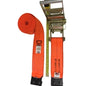 DiamondWeave ratchet strap with flat hooks, orange