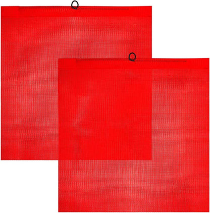 Red Mesh Warning Flag, 18" x 18" with Wire Rod — Single, 2 or 6 Pack