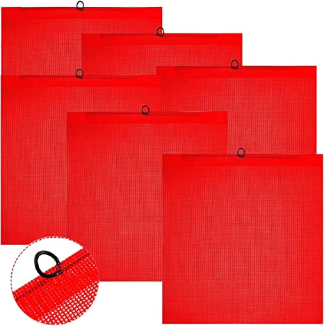 Red Mesh Warning Flag, 18" x 18" with Wire Rod — Single, 2 or 6 Pack
