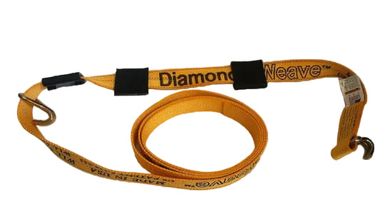 2" x 14 Ft DiamondWeave Strap w/ Wire Hooks & Rubber Cleats (4-Pack) — strap webbing detail — GO-TOW.com