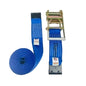 DiamondWeave ratchet strap with flat hooks, blue