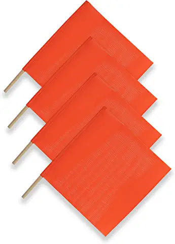 Red Warning Flag - Vinyl Mesh on Wooden Dowel 4 PACK | RWFX4