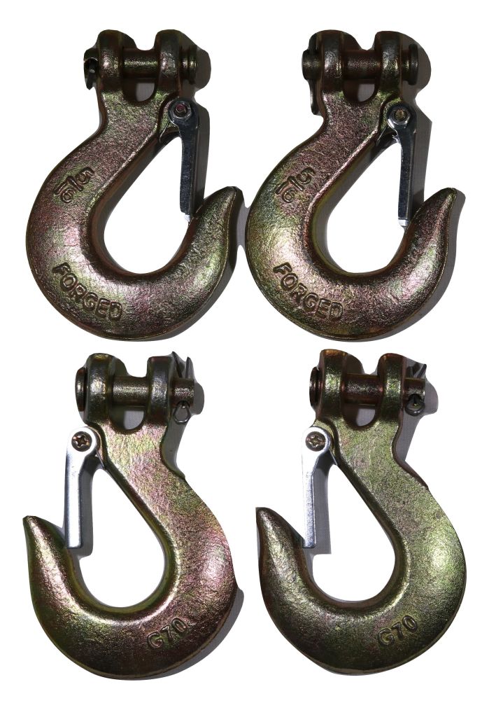 QTY 4 Clevis Slip Hook 5/16" with Latch - Grade 70 - ratchetstrap-com.myshopify.com